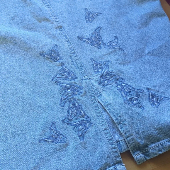 Cotton Ginny Y2K Butterfly Embroidery Denim Skirt - Picture 10 of 15
